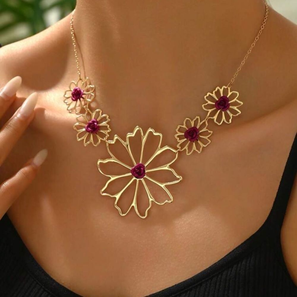 3for$20 One Elegant Hollowed-Out Flower Pendant Necklace, Perfect Gift
